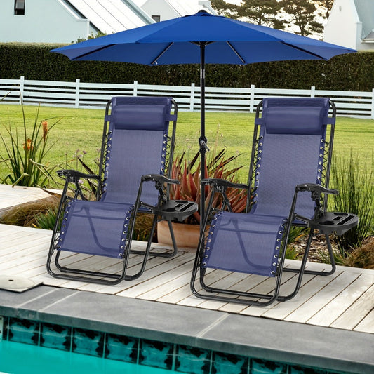 Outdoor Lounge Chair, Zero Gravity Chair Lounge with Pillow Cup Holder Foldable Reclining shown in the main product view